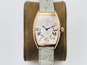 Classic Women's Quartz Wristwatch Barrel em forma de aço inoxidável, cinta de couro impermeável profunda