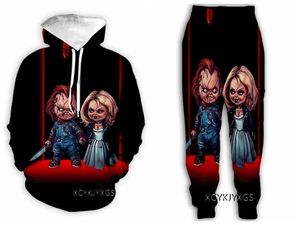 Mężczyźni i kobiety nadrukowana narzeczona z chucky casual odzież moda bluzy bluzy i spodni kombinezon A422