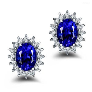 Kolczyki stadnorskie Moonrocy Srebrny kolor Rose Gold CZ Blue Red Crystal for Women Wedding Jewlery Hurtowa spadek prezentu