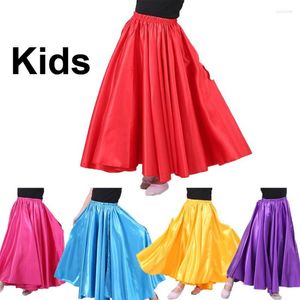 Skirts 10colors Kids Girls Belly Dance Costumes For Children Dancing Bollywood Performance Gypsy Solid Satin Skirt