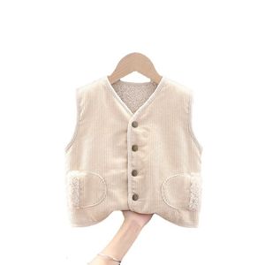 Waistcoat Winter Baby Girl Clothes Children Fashion Solid Vest Toddler Casual Costume Spädbarn Cotton Boy Clothing Kids Sportkläder 230311