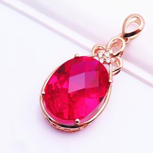 Цепи с фиолетовым золотом, покрытым 14 -километровым ожерельем розового ожерелья рубиновой капля подвесной кулон хрустальный дизайн классический роскошные женские ювелирные изделия