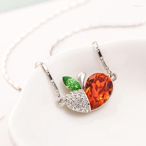 Collares colgantes nl-00194 auténtico collar de cristal austriaco metales pesados ​​gratis manzana roja joya de lujo regalo de Navidad