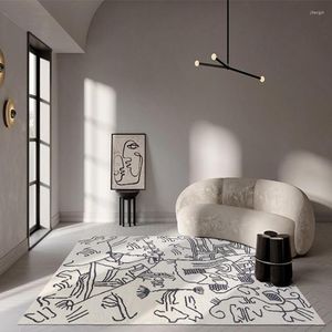 Teppiche moderner Stil abstrakter Muster Fleece Stoff Geometrische Kunstbereich Teppich Ins Dekorative Couchtisch Bodenmatte