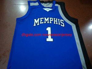 Rare V Neck Memphiss #1 Tyler Harris Blue College Basketball Jersey Custom Any Name Number Jersey