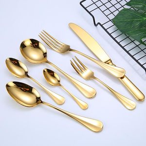 Dinnerware Sets Gold Stainless Steel 4pcs Pack Plated Cutlery Fork Knife Spoons