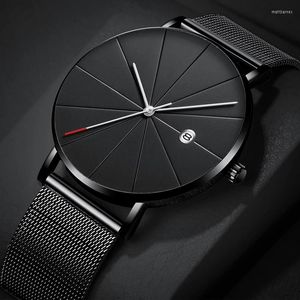 Wristwatches Fashion Casual Mens Business Watch Simple Watches For Men Ultra Thin Stainless Steel Mesh Quartz Wristwatch Reloj Hombre