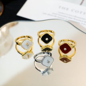 Moda klasik küme yüzük takılar 4 dört yaprak yonca cazibesi birçok renk ile kadınlar için tasarımcı mücevher yüzüğü chirstmas şükran günü hediyeleri