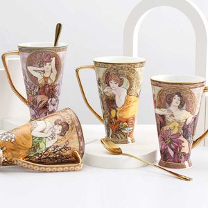 Bone China Kupalar Kahve Bardakları Büyük Kapasiteli Porselen İçecek Yazıları Vintage Tasarımlar Seramik Kupa 2021 Yeni Varış Doğum Günü Hediyesi