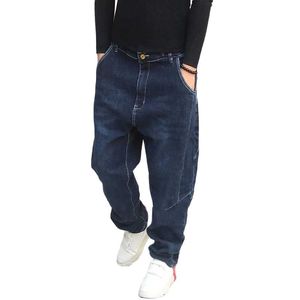 Jeans da uomo Trendy Hiphop Harem Uomo Casual Streetwear Pantaloni in denim Pantaloni blu Pantaloni larghi larghi Abbigliamento da uomo premiumUomo