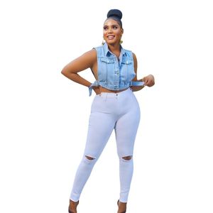 Giacche da donna Giacca di jeans Crop Top Gilet senza maniche Capispalla corto Monopetto Donna Bottone di jeans Vintage Corsetier Top SexyDonna