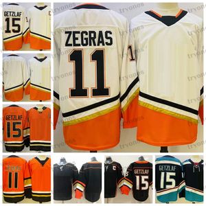 Мужские хоккейные майки 2022 Reverse Retro 2.0 11 Trevor Zegras 15 Ryan Getzlaf Оранжевые белые черные рубашки с вышивкой C Patch