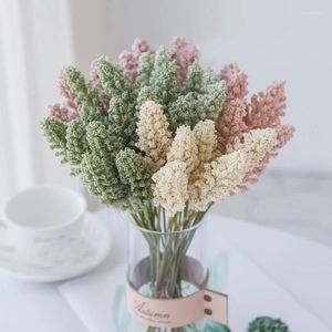 Decorative Flowers 6 Pieces Artificial Granules Foam Lavender Wedding Plants Vases For Home Decoration Accessories Fake Bouquet