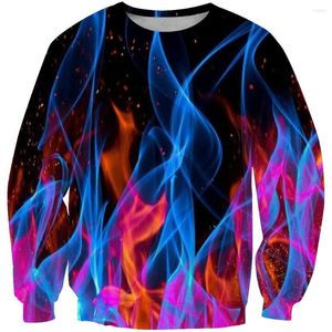 Bluzy męskie kolorowe płomienie 3D drukowane bluzy mężczyźni kobiety swobodne z kapturem luźne jesienne zimowe płaszcze kurtki streetwearne