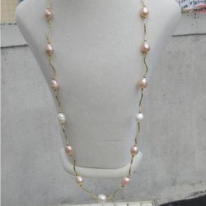 Chains 9-11mm Natural South Sea Multicolor Pearl Necklace 25inch 925silver White Gold Clasp