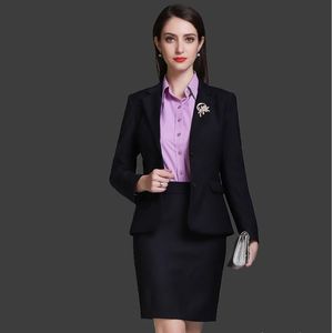 Women's Suits & Blazers Fmasuth Business Skirt Suit For Women Office Full Sleeve Jacket 2 Pcs Set 111YR6023S0