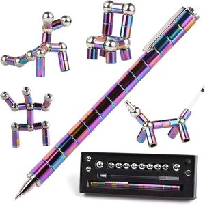 Dekompression magnetisk metall penna multifunktion skriver magnet kulspets leksak gåva för barn eller vänner