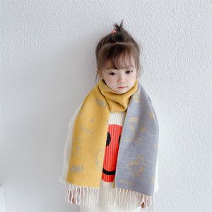 Lenços envolvem o lenço de cashmere de inverno crianças corea corea grossa quente desenho animado dinossauro tamel lã menino menina garoto de feriado de feriado 230311