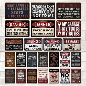 Vintage My Garage Rules Tin Signs Warning Metal Plate Beware Wall Decoration For Garage Danger Man Cave Wall Home Decoration Personalized Art Decor Size 30X20CM w01