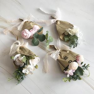 Dekorativa blommor vintage silkes faux rosor diy höst bröllop hem dekor jul arrangemang falska pion hortensia brudbukett