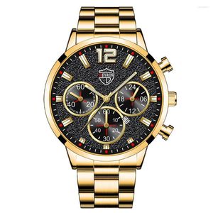 Relógios de pulso 2023 Watch masculino de aço inoxidável Banda de aço quartzo estudante de moda luminous Business Gold Rellojes Para Hombre