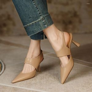 Sandalen Damen High Heels Spitze Zehen Slingbacks Hohl Outs Pumps Sexy Frau Kleid Schuhe Sommer Weiß Hochzeitsschuh 1148N