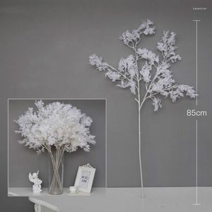 装飾的な花1PCクリスマスのための人工プラスチックスモッグツリーブランチのための装飾の花の花の飾り白い葉の植物フェイク