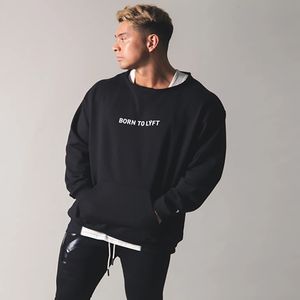 Erkek Hoodies Sweatshirts Sonbahar Trend Marka Erkekler SPOR Pamuk Koşuyor Fitness Uzun Kollu Jogging Gevşek Spor Giyim Mavi Gündelik