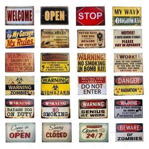 Ostrzeżenie Zombie Tin Znak Geniusz Tin Metal Znaki tablica Zabark My Garage Wall Decor Vintage Garage Poster Plakat Plaque Pub Club Dekorowanie domu Personalizowane dekoracje sztuki 30x20 W01