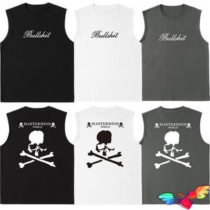 Mężczyzn Tank Tops Bullshit World World Men Men Back Skull Graphic Japan Sleveless MMJ TEE 230311