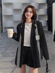 Women's Suits & Blazers Hstar Korean Suit Coat Spring Autumn 2023 Loose Casual British Style Blazer Single-breasted Long Sleeves