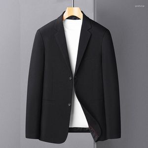 メンズスーツメンブラックグレーカーキスーツコートスプリング秋のプレーンカラーシングルブレストカラーデザインブレザー衣装男性服2023