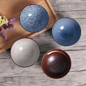 Bowls Japanese Ceramic Tableware Set Creative Traditional Dinner Bowl 4.5Inch Dinnerware Of 4 Rice With Gift Box