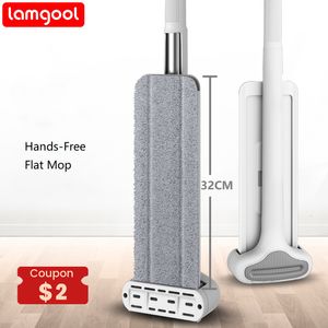 Mops Lamgool Squeeze Mop Magic Flat Hands Бесплатная мыть Lazy Mops для уборки домохозяйства домохозяйственной очистки с замененными подушками 230311