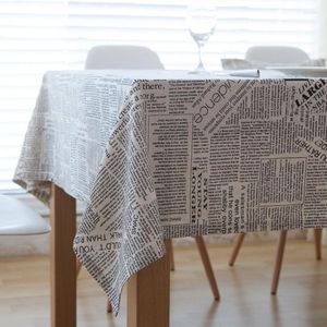 Table Cloth English Spaper Print Decorative Cotton Linen Tablecloth Dining Coffee Cover For Kitchen Home Decor
