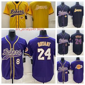 Men's Baseball jerseys Los Angeles Purple yellow Team Big Logo patch Cool Base Stitched Basketball Jerseys
