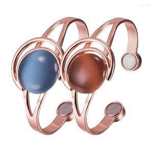 Bangle Magnetic Armband Copper Justerbar Energi Brun Stone Pure Arthritis Moon and Sun Pattern Jewelry