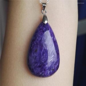 Pendant Necklaces Genuine Purple Natural Charoite Women Female Water Drop Bead Necklace Stone 40 23 12mm