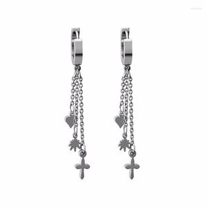 Dangle Earrings Fashion Drop Three Cross Heart Pendant Cool Ear Piercing Jewelry For Woman 1 Pair