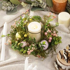 Other Event Party Supplies Easter Eggs Glass Candlestick Artifical Flower Plant Egg Candle Holder for Home Easter Party Table Decoration Ornaments 230311