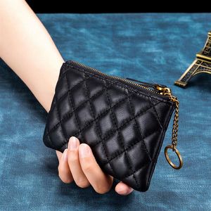 Novo designer clássico de luxo de moda despojada Ultra Fin Zipper Genuine Leather Holder Wallet For Mulheres Girls With Key Ring 5 307C