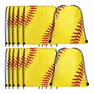 Gift Wrap PPYY-Drawstring Backpack Softball Drawstring Bag Baseball Favor Soccer Volleyball Bags 12Pack