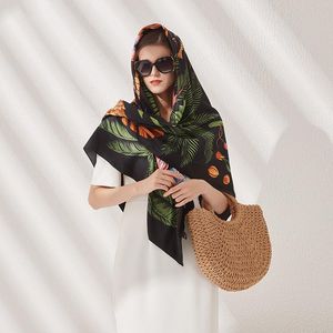 Szaliki lesida design palm drzewa zima kwadratowy szalik 130 cm Twill Silk Women Kerchief For Ladies Shawl