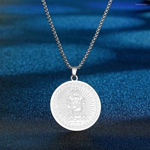 Hänghalsband Dainty Mythology Ganesha Coin Necklace For Women Män Rostfritt stål Pagan Ancient Greek Symbol Jewelly Birthday Män