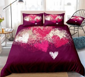 Sängkläder set kärlek set rött täcke täcker hjärtkylt 3 st flickor kvinnor sängkläder hem textilier mikrofiber sängkläder