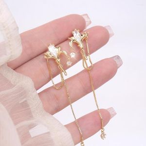 Brincos de argolas clipe de osso de orelha dourada para mulheres doces requintados pendentes de pendente de brilho de cristal jóias de casamento de manguito de cristal