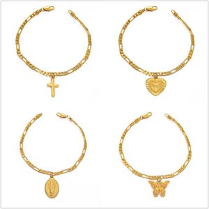 Link Bracelets Chain Anniyo Virgin Mary Butterfly Heart Pineapple Religious Bracelet For Women Men Gold Color Charm Bangle Jewelry #210006Li