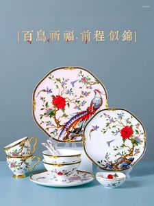 Dinnerware Define Light Luxury Luxury Bowl and Plate Set China CHINA TABLEWARDS Caixa de presente