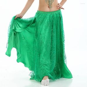 Stage Wear 9 Colors Women Belly Dance Clothes Full Circle Maxi Skirt Side Split Long 2 Layers Rose Skirts