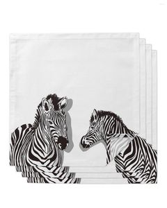 Masa peçete iki zebras siyah beyaz 4/6/8pcs peçeteler restoran yemeği akşam yemeği düğün ziyafet bezi malzeme parti dekorasyon